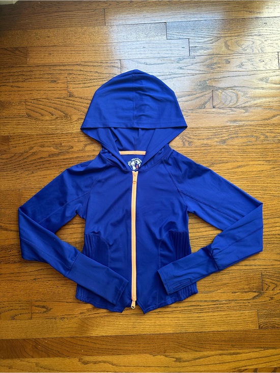 FP Movement by Free People Jackets & Blazers - FP Movement by Free People Royal Blue Hooded Zip Jacket Peach Zipper cropped XS